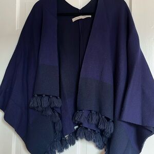 Ann Taylor LOFT tassel poncho